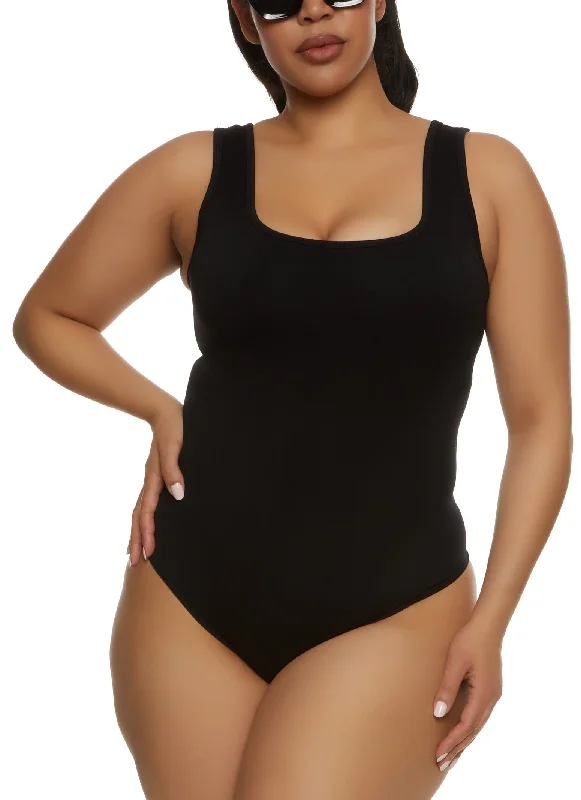 Plus Size Seamless Square Neck Tank Bodysuit