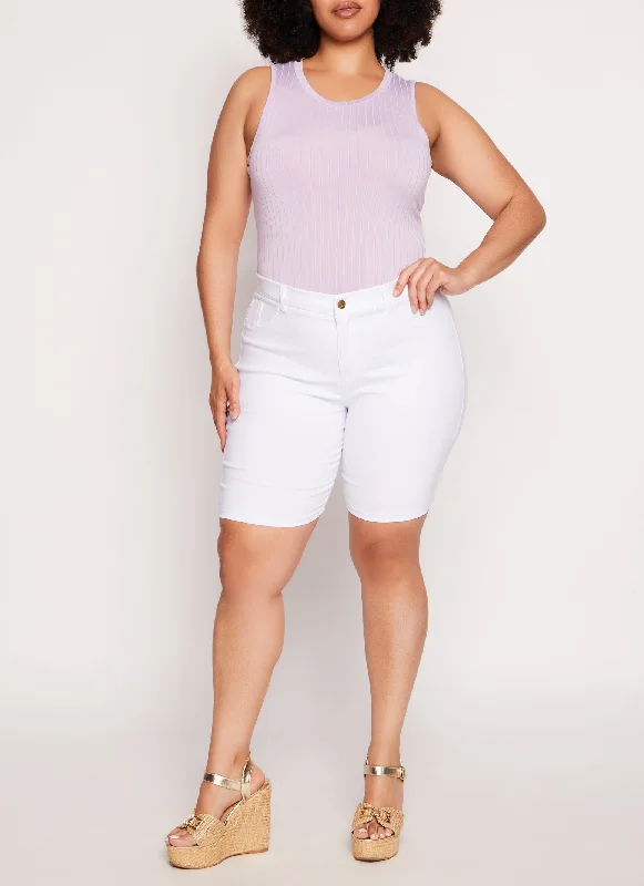 Plus Size Daisy Ribbed Crew Neck Tank Bodysuit