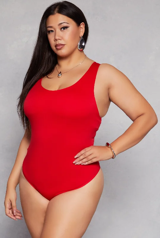 Plus Size Seamless Scoop Neck Tank Bodysuit