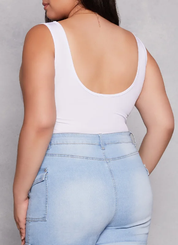 Plus Size Daisy Scoop Neck Tank Bodysuit