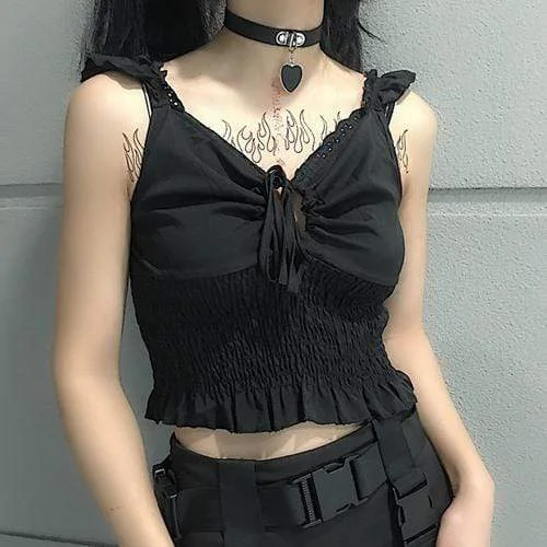 Women's Goth V-Neck Straps Tank Top