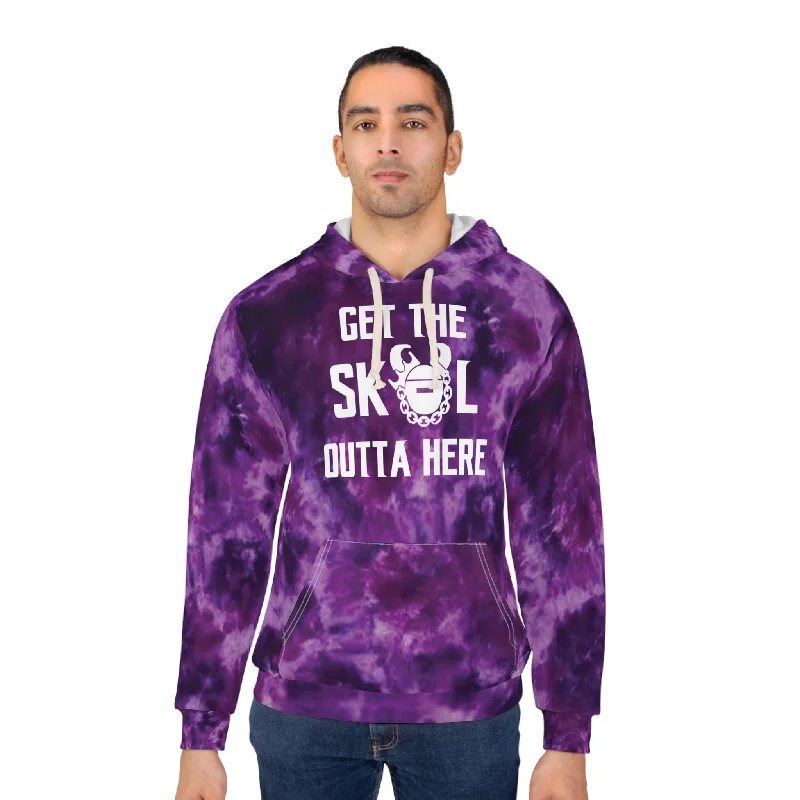 Unisex Pullover Hoodie - Purple Tie-Dye - Get OUTTA Here