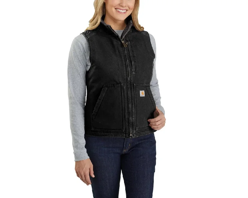 Women's Relaxed Fit Washed Duck Lined Mock Neck Vest